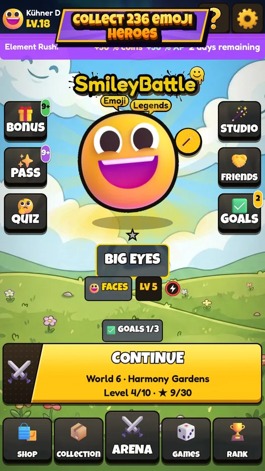 Hub with hero and main menu