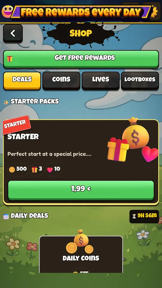 Shop with starter packs and daily offers